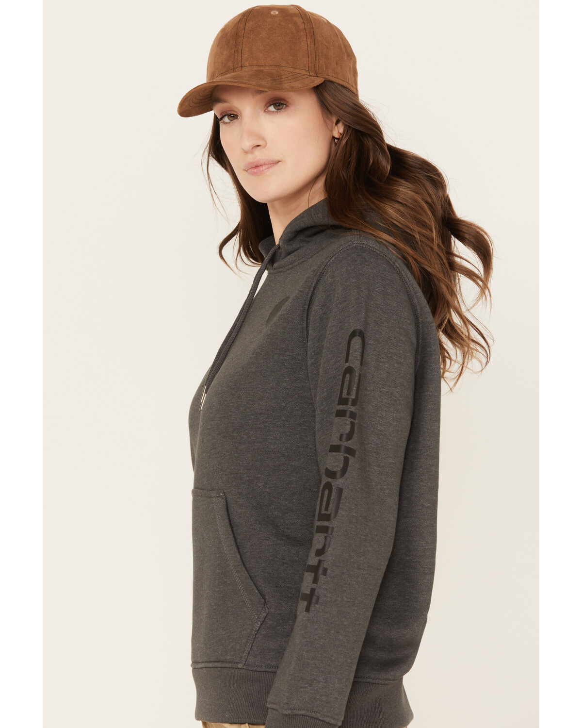 Image #2 - Carhartt Women's Clarksburg Graphic Sleeve Pullover Sweatshirt Hoodie, Black, hi-res