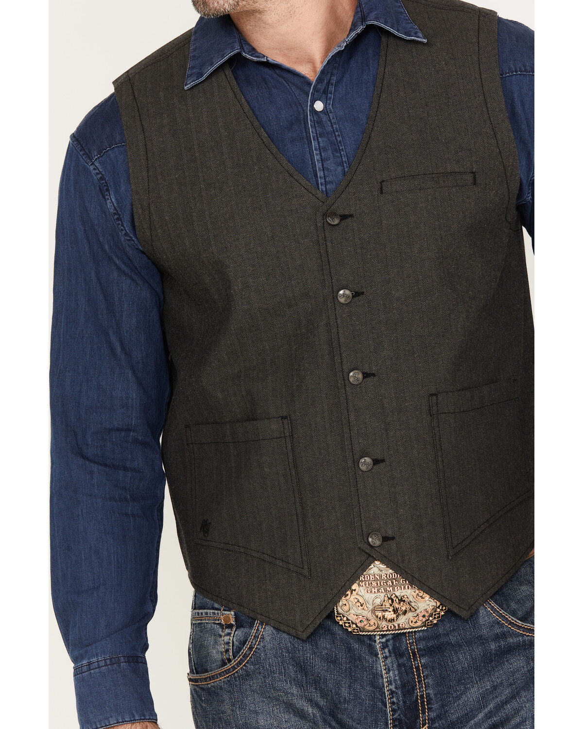 Image #3 - Moonshine Spirit Men's Drifter Herringbone Vest, Grey, hi-res