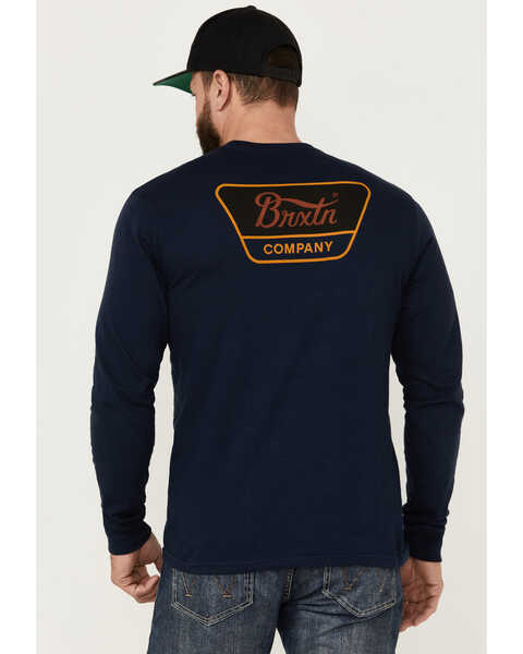 Brixton Men's Linwood Logo Graphic Print Long Sleeve Shirt , Navy, hi-res