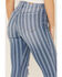 Image #4 - Cello Women's Stripe Destruction Flare Jeans, Blue, hi-res