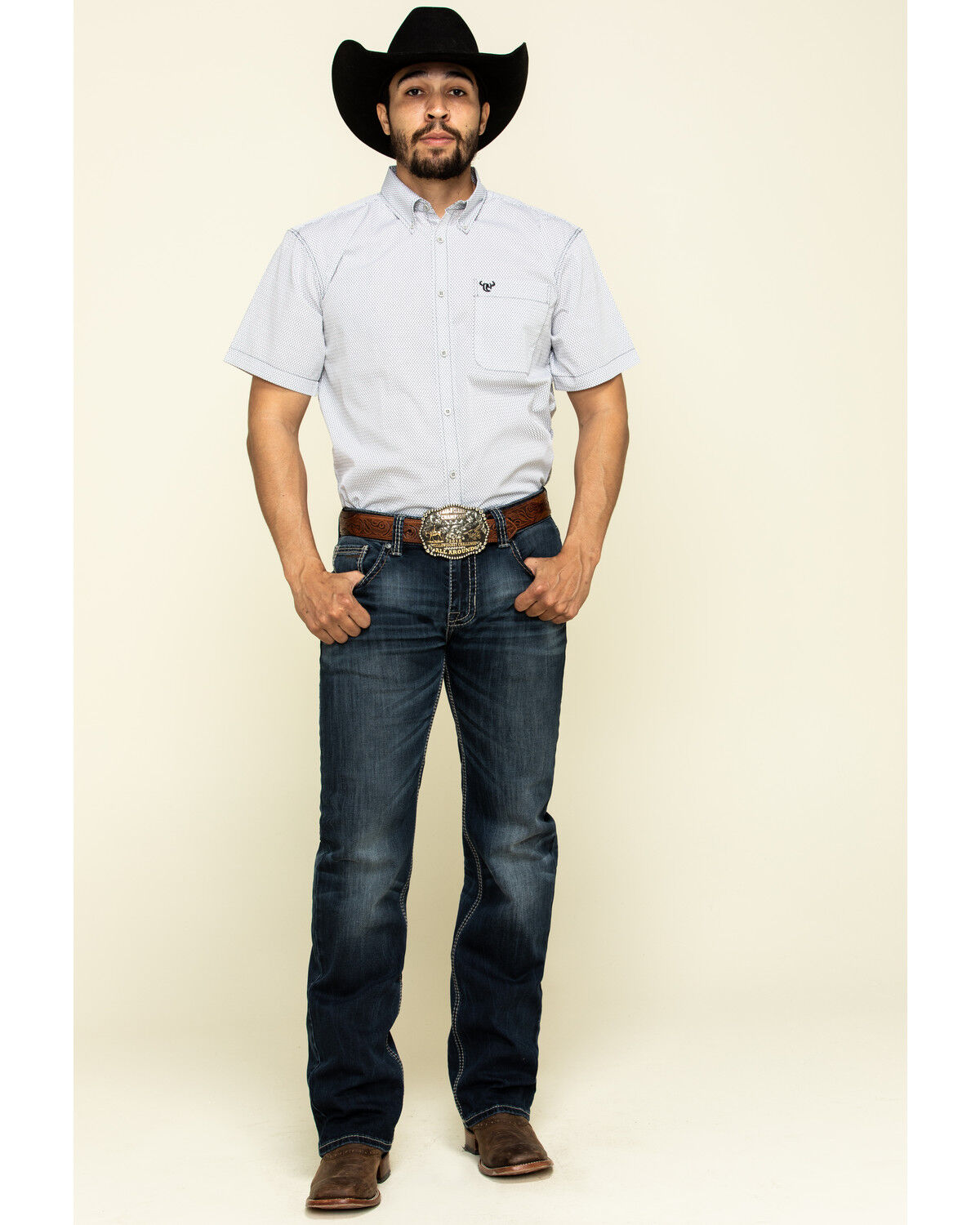 Cowboy Hardware Men's White Little Zig Geo Print Short
