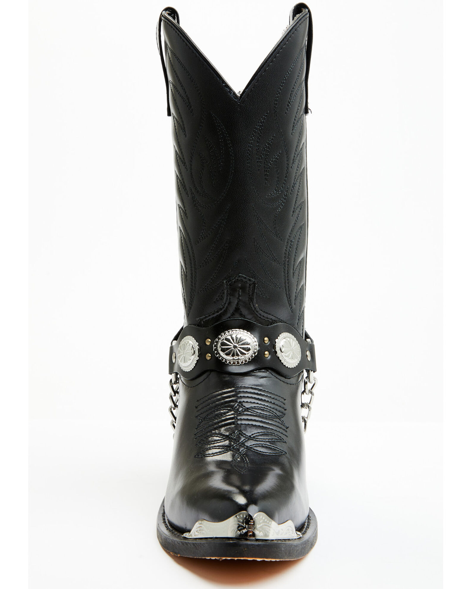 Image #4 - Laredo Men's Concho Harness Western Boots - Round Toe, Black, hi-res