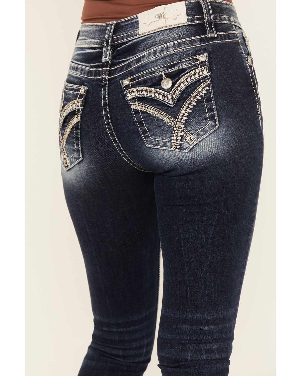 Image #2 - Miss Me Women's Dark Wash Mid Rise Stretch Skinny Jeans, , hi-res