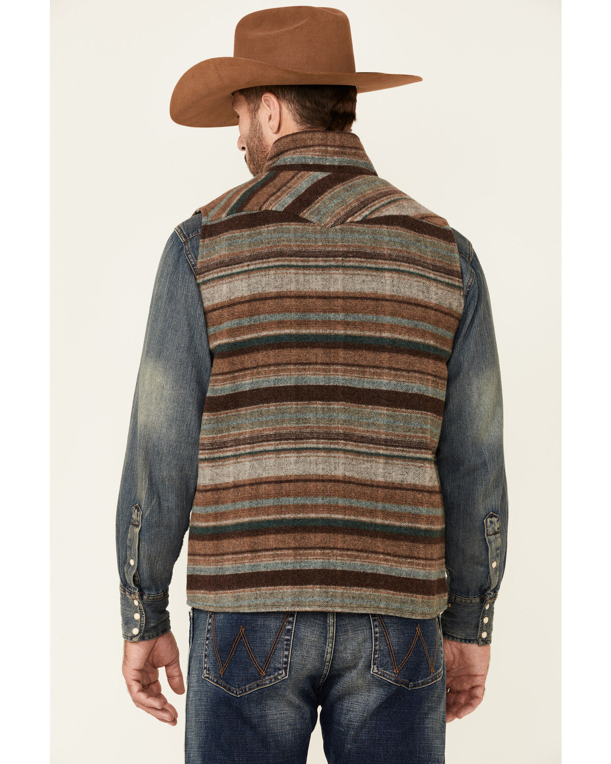 Image #5 - Powder River Outfitters Heather Brown Serape Stripe Zip-Front Wool Vest, Brown, hi-res