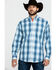 Resistol Men's Heitmiller Ombre Large Plaid Long Sleeve Western Shirt , Blue, hi-res
