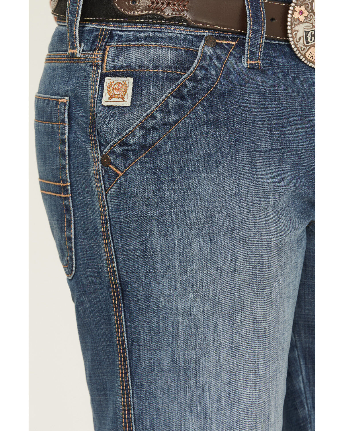 Image #2 - Cinch Men's Grant Medium Wash Relaxed Bootcut Rigid Utility Denim Jeans, Indigo, hi-res