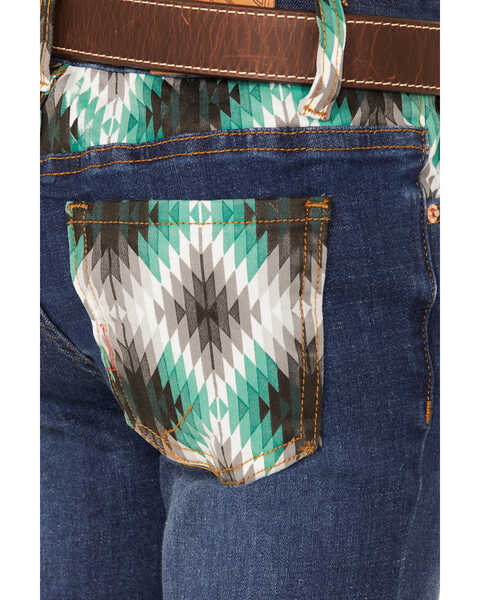 Image #4 - Ranch Dress'n Girls' Medium Wash Southwestern Pocket Stretch Regular Bootcut Jeans , Blue, hi-res