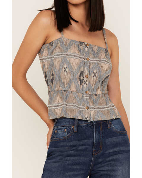 Image #3 - Cleo + Wolf Women's Southwestern Print Relaxed Strappy Tank Top, Blue, hi-res
