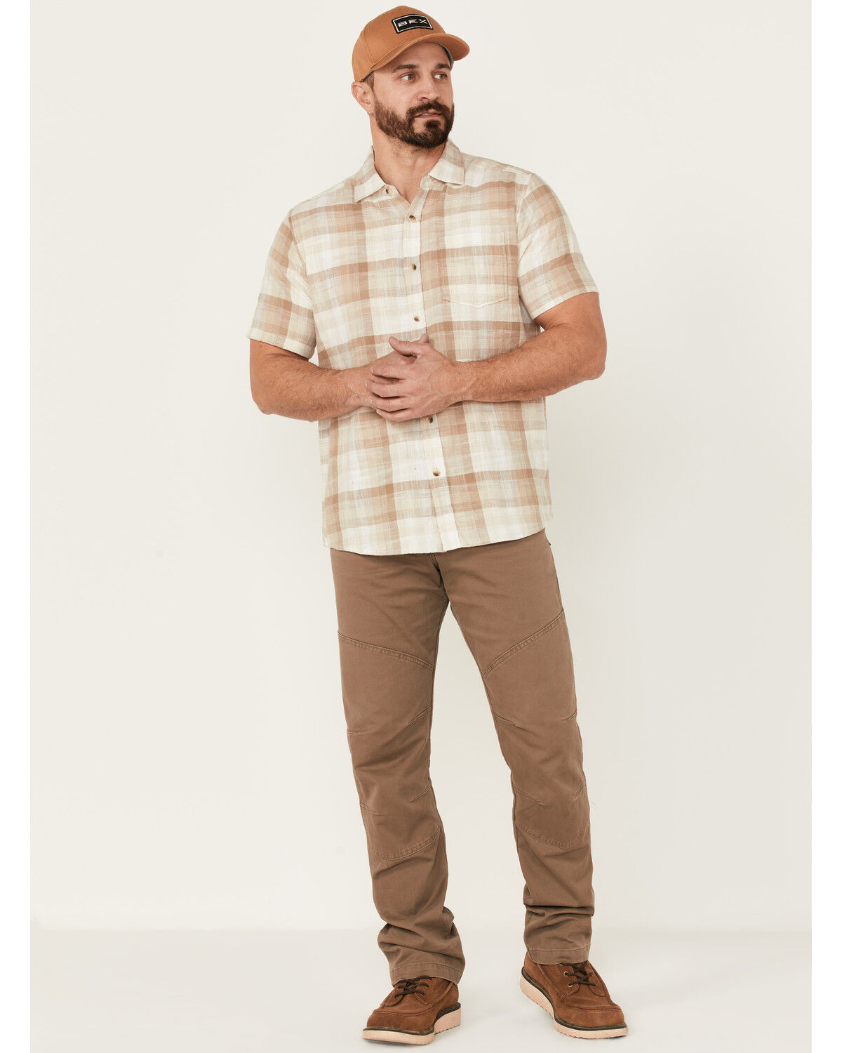 Image #2 - North River Men's Crosshatch Large Plaid Short Sleeve Button Down Western Shirt, White, hi-res
