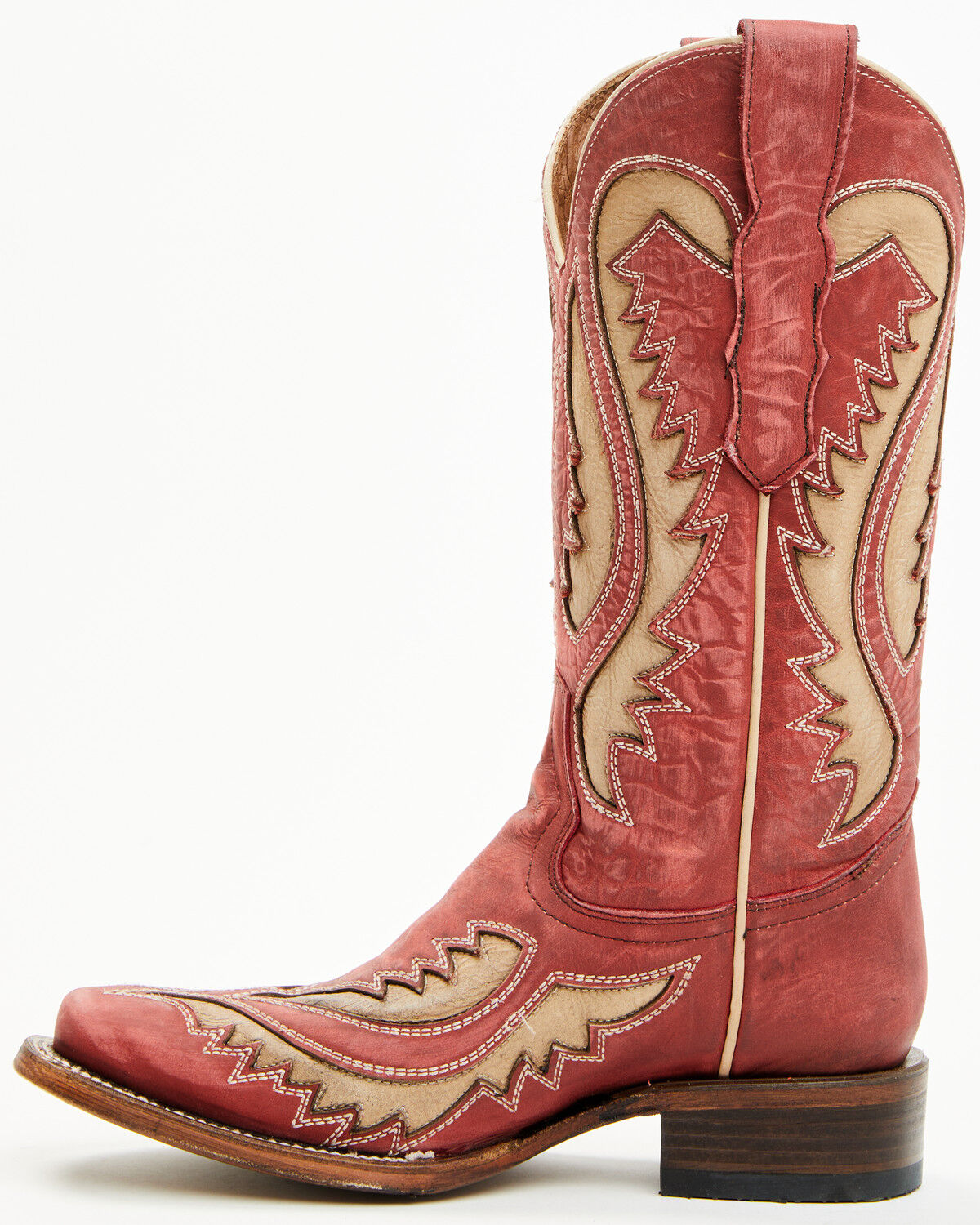 Image #2 - Circle G Women's Inlay Western Boots - Square Toe, Red, hi-res