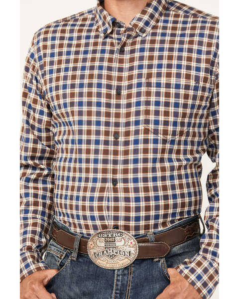 Image #3 - Cody James Men's Hound Dog Plaid Print Long Sleeve Button-Down Western Shirt - Tall , Chocolate, hi-res