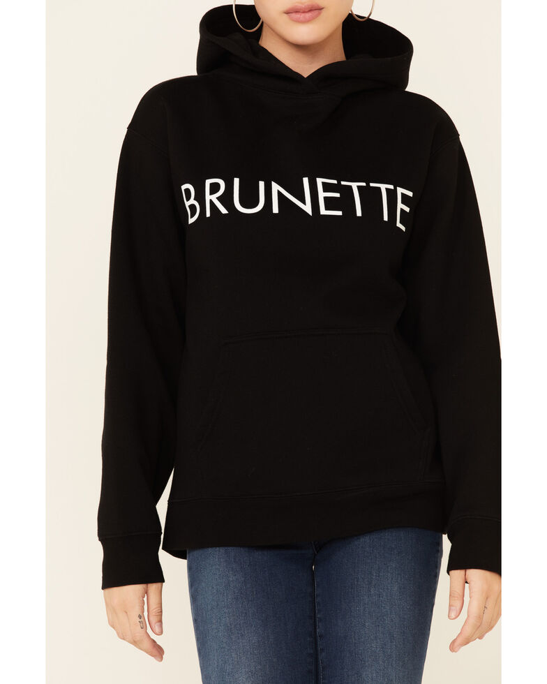 Brunette The Label Women's Burgundy Logo Pullover Hoodie , Black, hi-res