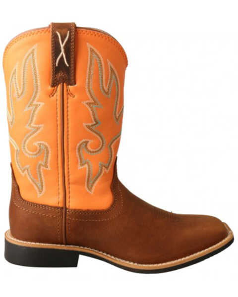 Image #2 - Twisted X Boys' Top Hand Leather Western Boots - Broad Square Toe , Orange, hi-res