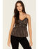 Image #1 - Originality Women's Leopard Print Ruffle Lace Top, Tan, hi-res