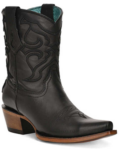 Corral Women's Embroidered Ankle Western Boots - Snip Toe, Black, hi-res