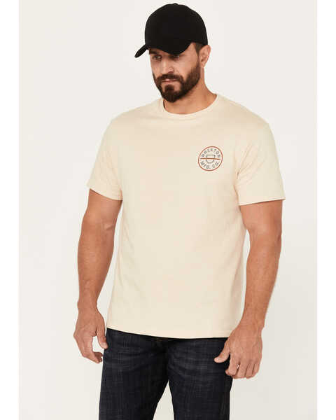 Brixton Men's Crest II Logo Short Sleeve Graphic T-Shirt, Cream, hi-res