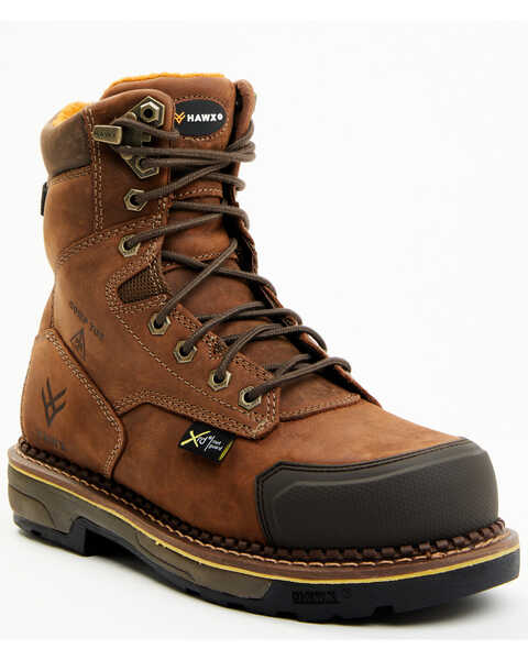 Hawx Men's 8" Internal Metguard Work Boots - Composite Toe, Brown, hi-res