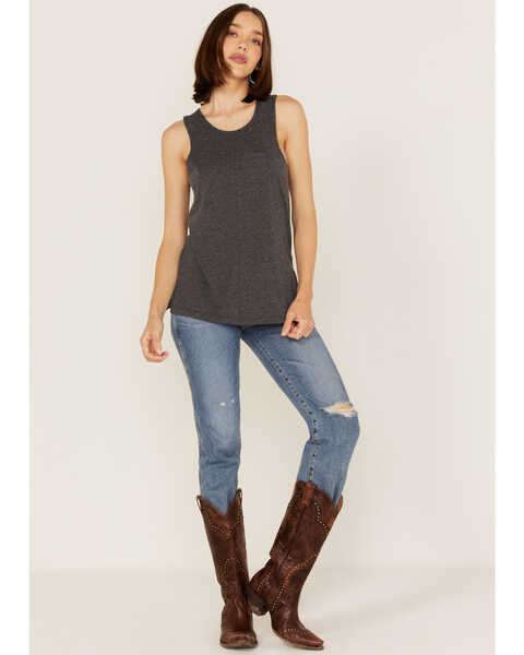 Image #2 - Cleo + Wolf Women's Crossover Back Tank Top, Grey, hi-res