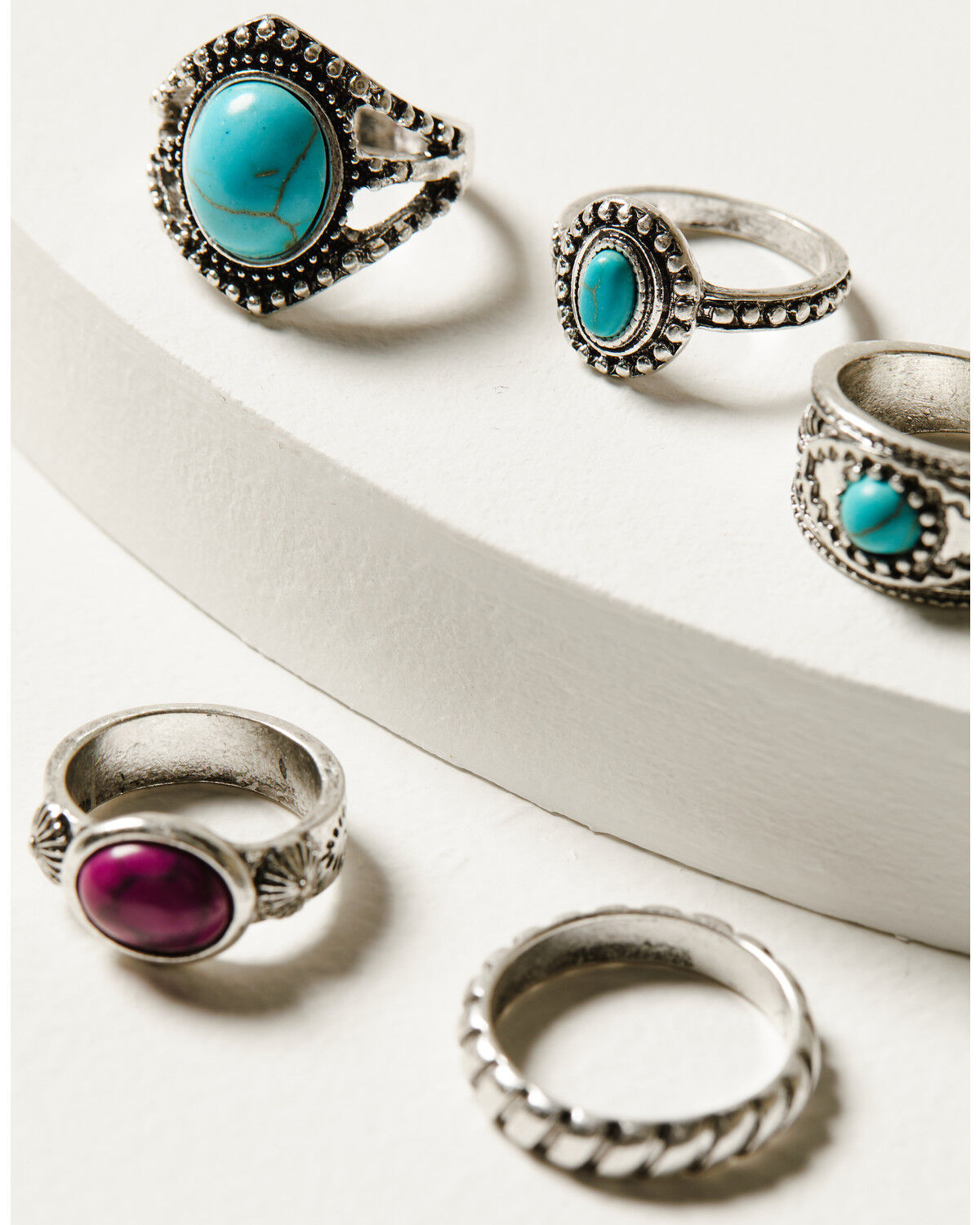 Image #2 - Idyllwind Women's Killean Silver & Turquoise 5-Piece Ring Set, Silver, hi-res