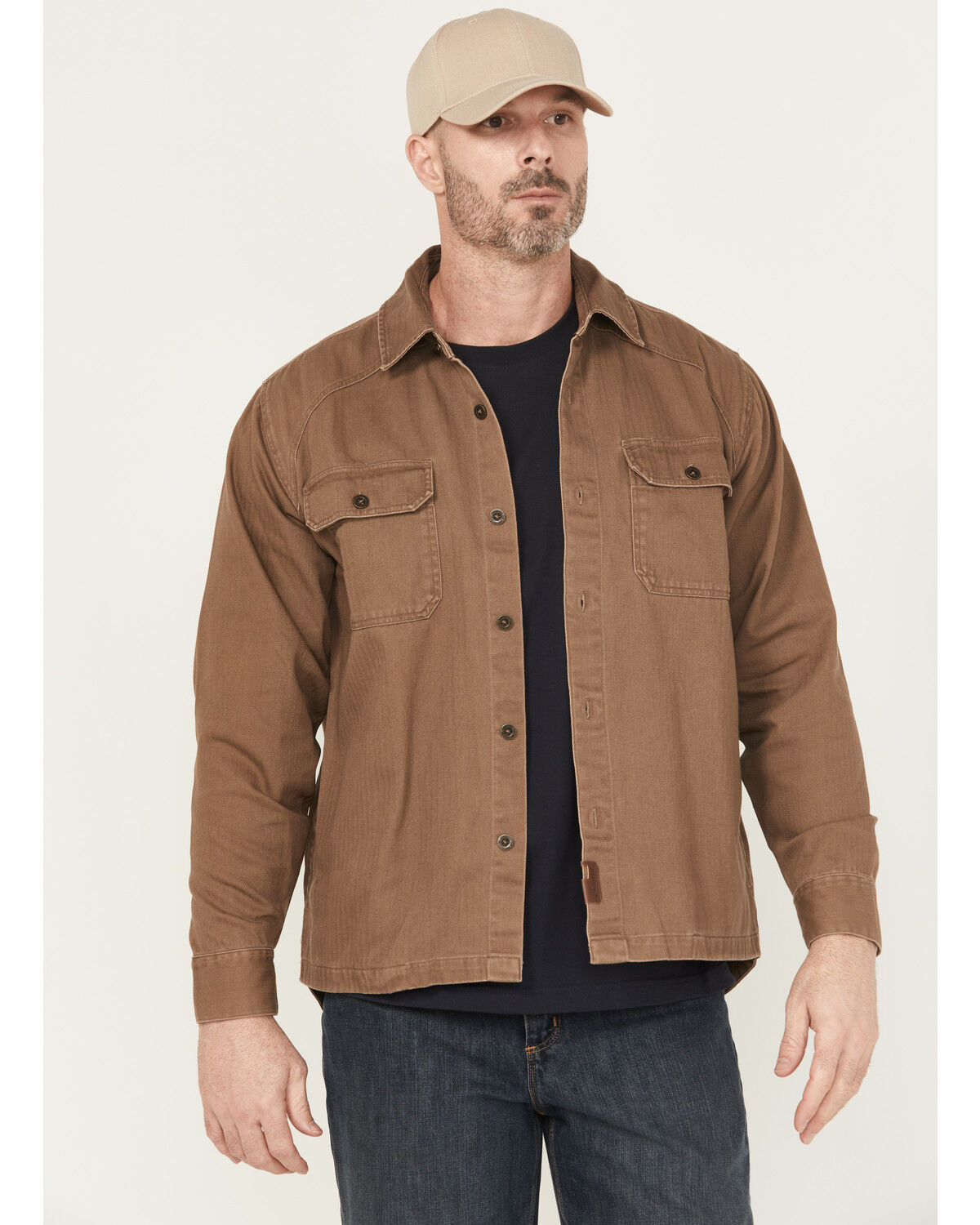 Image #1 - Thorogood Men's Stonewashed Herringbone Shirt Jacket, Lt Brown, hi-res