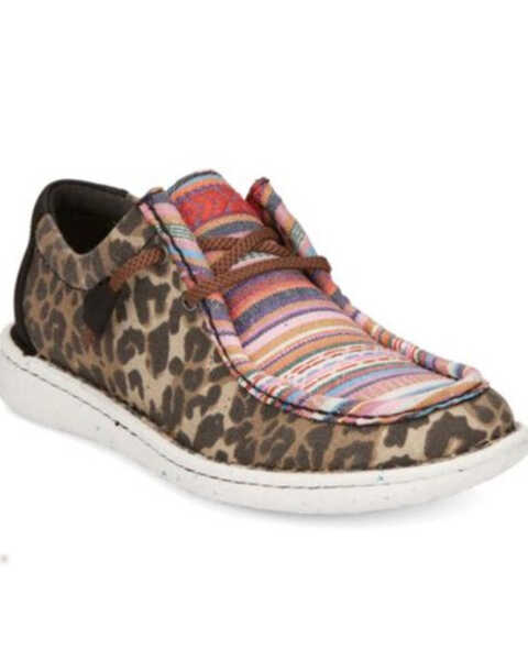 Justin Women's Hazer Leopard Serape Print Casual Shoe - Round Moc Toe , Leopard, hi-res