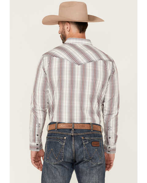 Image #4 - Moonshine Spirit Men's Stripe Plaid Long Sleeve Snap Western Shirt , White, hi-res