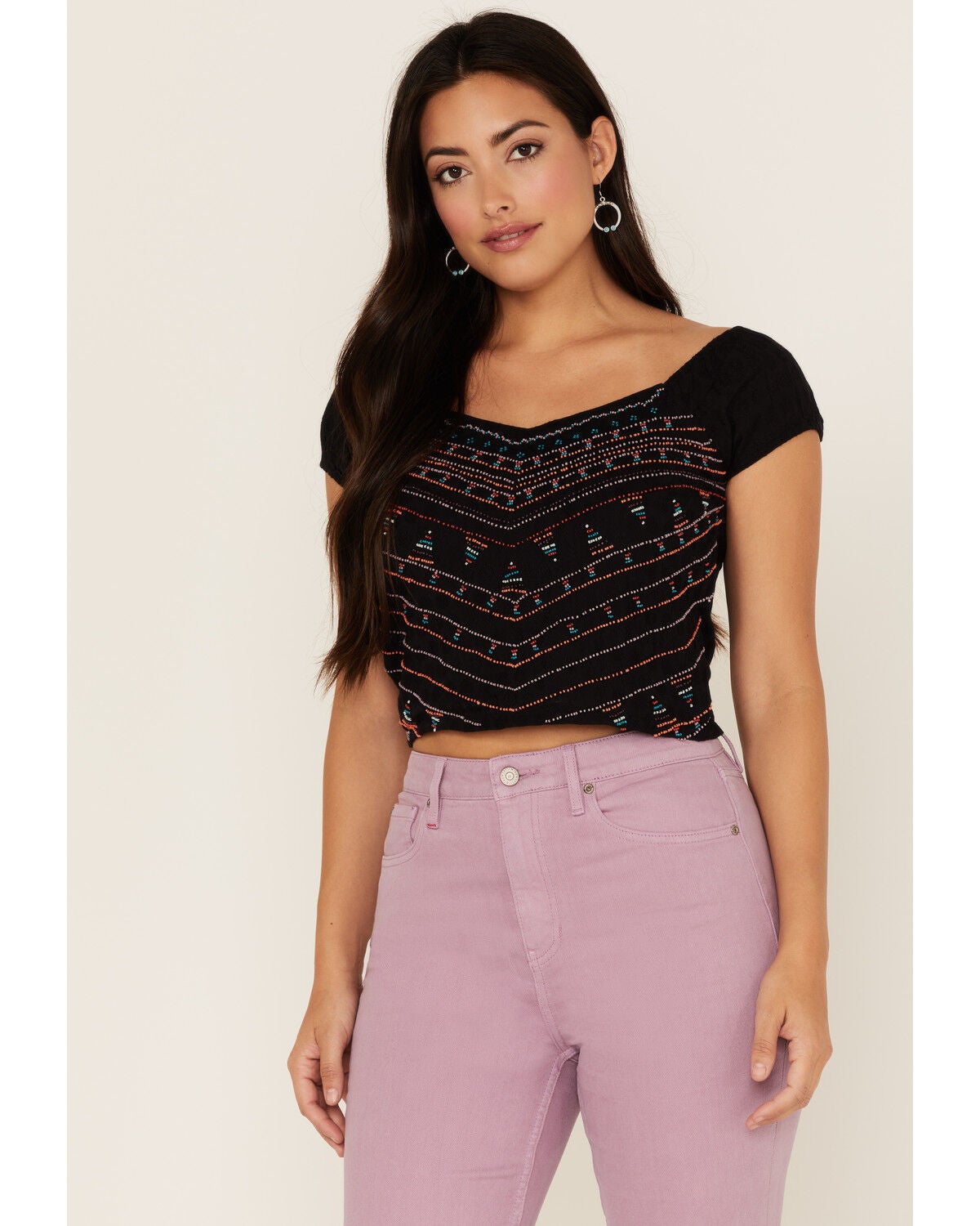 Idyllwind Women's Cane Ridge Beaded Top, Black, hi-res