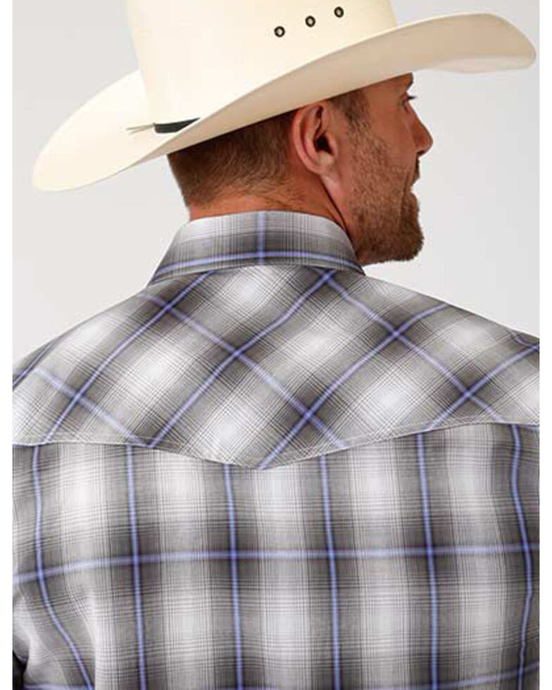 Roper Men's Amarillo Dusk Grey Shadow Plaid Long Sleeve Western Shirt , Grey, hi-res