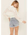 Image #4 - Miss Me Women's Lace Long Sleeve Button-Down Shirt, White, hi-res