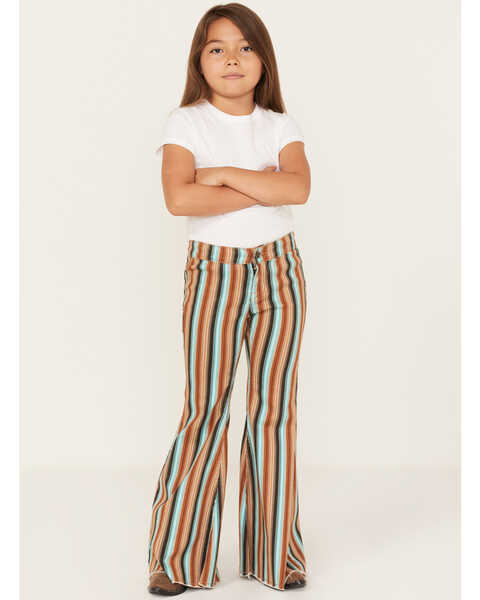 Image #1 - Rock & Roll Denim Girls' Serape Stripe Print Flare Jeans, Multi, hi-res
