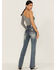 Grace In La Women's Steer Head Southwestern Pocket Bootcut Jeans, Blue, hi-res