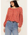 Image #1 - Wild Moss Women's Ditzy Floral Print Long Sleeve Shirt, Rust Copper, hi-res