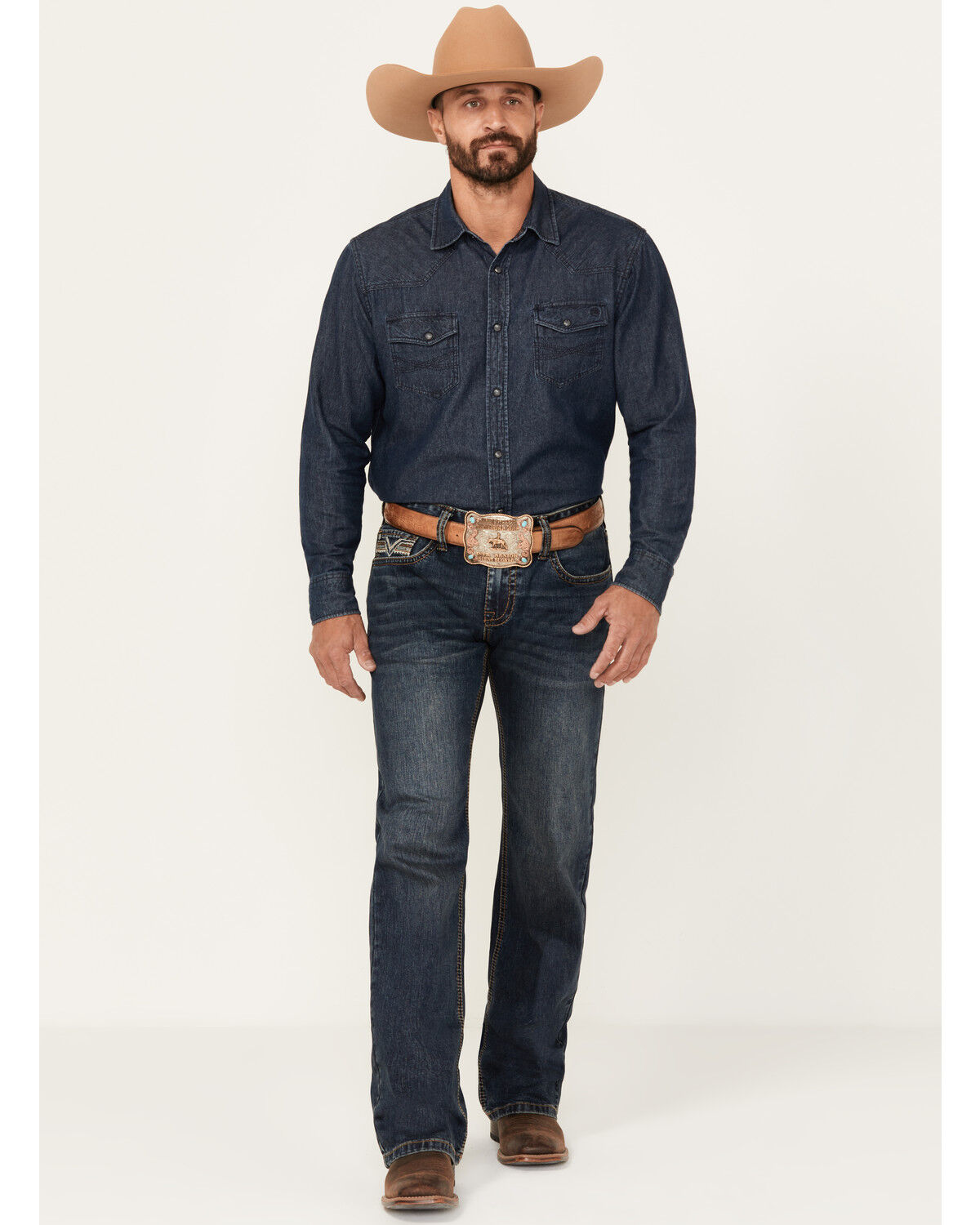 Image #1 - Rock & Roll Denim Men's Pistol Dark Wash Straight Reflex Stretch Denim Jeans, Dark Wash, hi-res