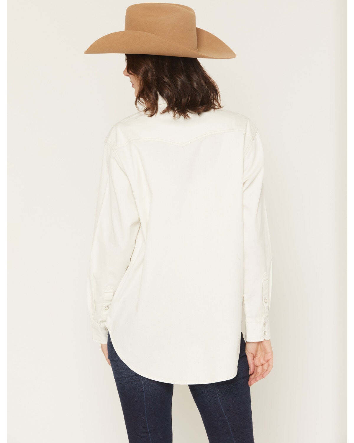 Image #4 - Wrangler Retro Women's Horse Embroidered Long Sleeve Snap Denim Western Shirt, Cream, hi-res