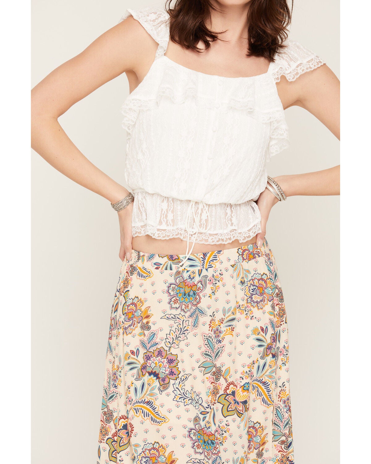 Image #3 - Shyanne Women's Ronson Flutter Sleeve Lace Tank, White, hi-res