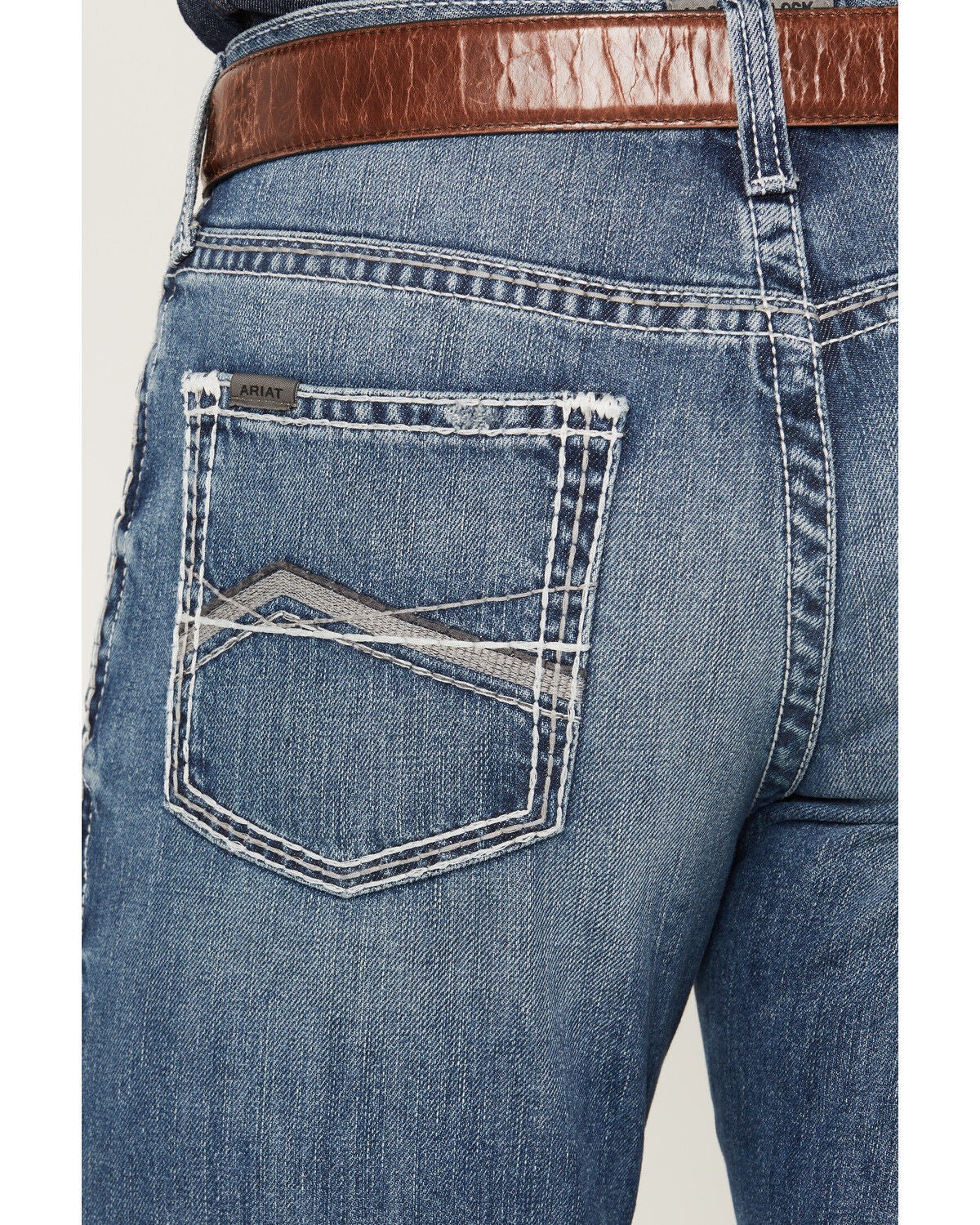 Image #4 - Ariat Men's M4 Logan Medium Wash Relaxed Straight Denim Jeans - Big, Medium Wash, hi-res