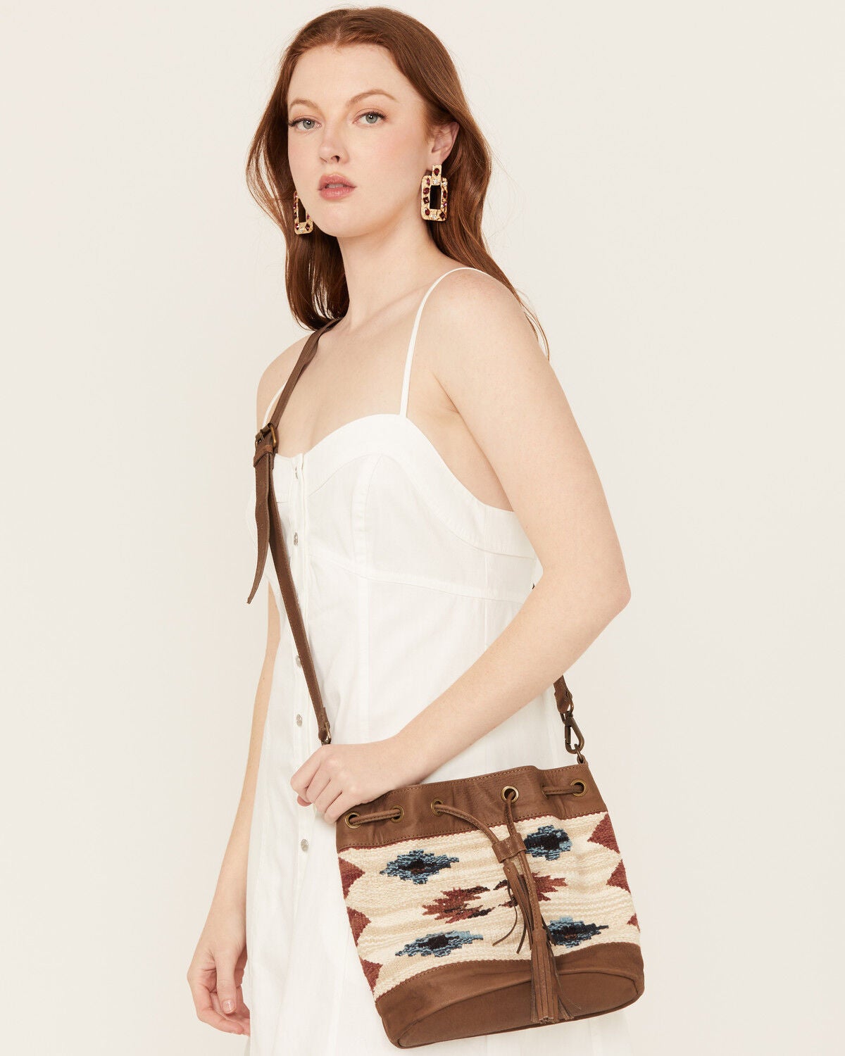 Image #1 - Shyanne Women's Summer Moon Southwestern Bucket Crossbody Bag, Tan, hi-res