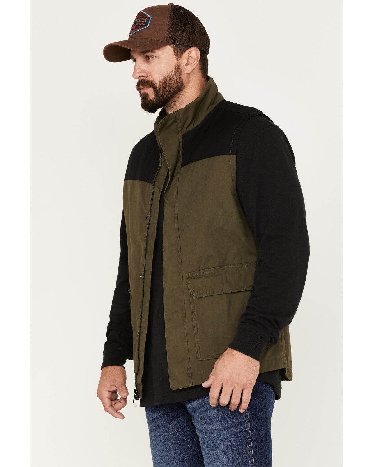 Image #2 - Brothers and Sons Men's Waxed Canvas Field Vest, Olive, hi-res