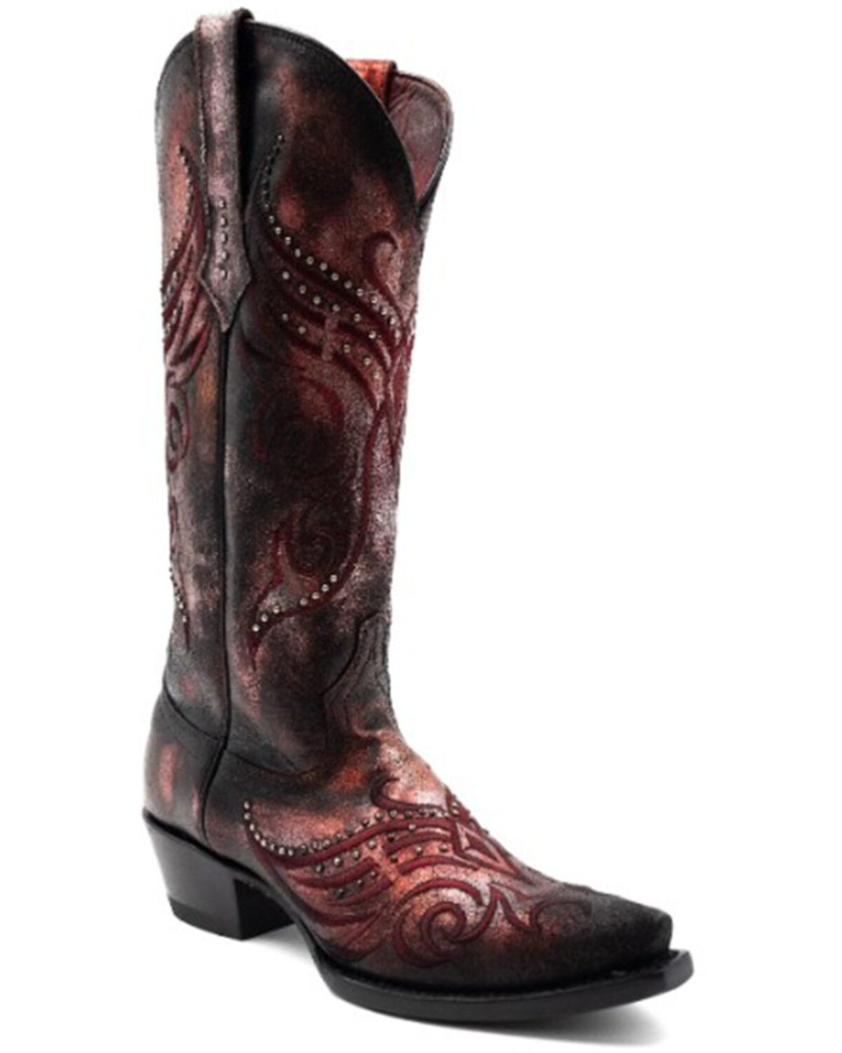 Image #1 - Ferrini Women's Masquerade Western Boots - Snip Toe, Red, hi-res