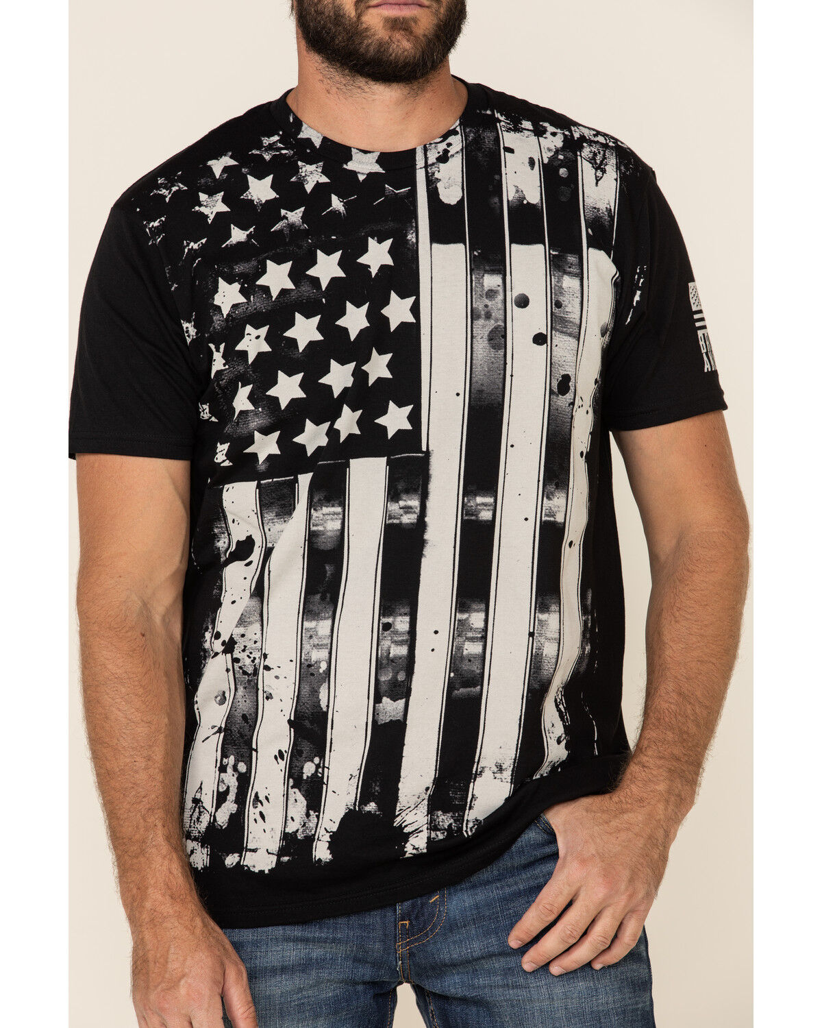 Image #1 - Brothers & Arms Men's Old Glory Flag Short Sleeve Graphic T-Shirt, Black, hi-res