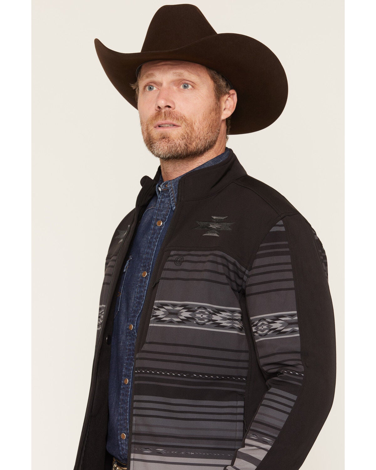 Image #2 - Cody James Men's Arena Serape Southwestern Striped Concealed Carry Softshell Jacket, Caviar, hi-res