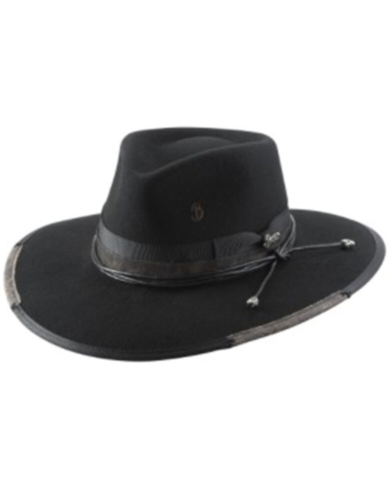 Bullhide Reloaded Ribbon Leather Wire Band Premium Wool Felt Western Hat - Black, Black, hi-res