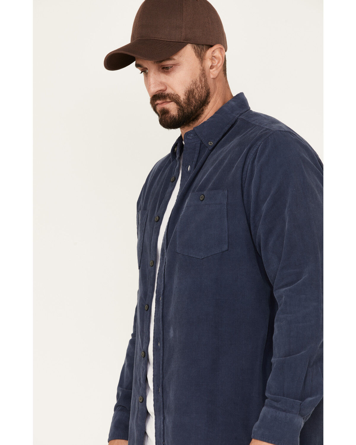 Image #2 - North River Men's Solid Corduroy Long Sleeve Button-Down Shirt, Blue, hi-res