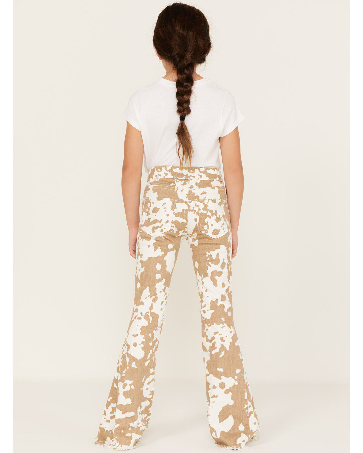 Image #3 - Saint & Hearts Girls' Cowhide Print Pull On Flare Pants, Taupe, hi-res