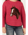 Image #3 - Cotton & Rye Girls' Horse Applique Round Bottom Sweater, Pink, hi-res