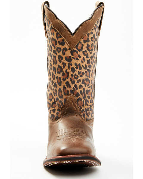 Image #4 - Laredo Women's Leopard Print Western Performance Boots - Broad Square Toe, Chocolate, hi-res