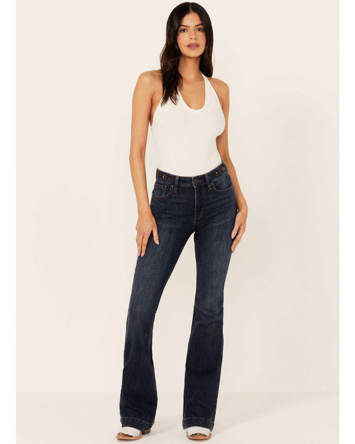 Image #1 - Idyllwind Women's Hermosa Dark Wash High Rise Bootcut Horsebit Comfort Stretch Denim Jeans, Dark Wash, hi-res