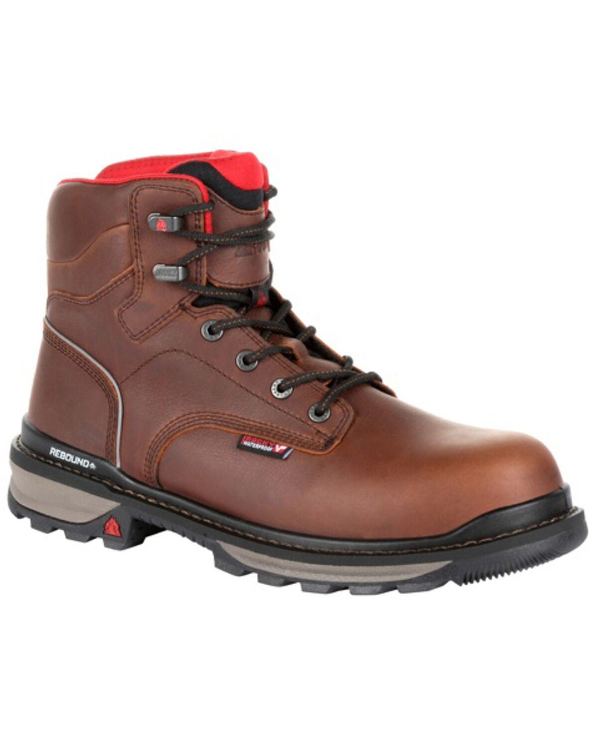 Rocky Men's Rams Horn Waterproof Work Boots - Composite Toe, Dark Brown, hi-res