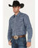 Image #2 - Wrangler Retro Premium Men's Check Plaid Print Long Sleeve Snap Western Shirt , Navy, hi-res