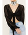 Image #2 - Wild Moss Women's Tie Front Textured Top, Black, hi-res
